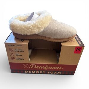 Dearfoams Women's Cream and Tan Slippers Size M 7-8 NIB